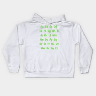 Green British english alphabet Kids Hoodie